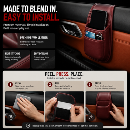 2PCS Car Phone Storage Pocket – Slim Organizer for Phones, Keys & Cards