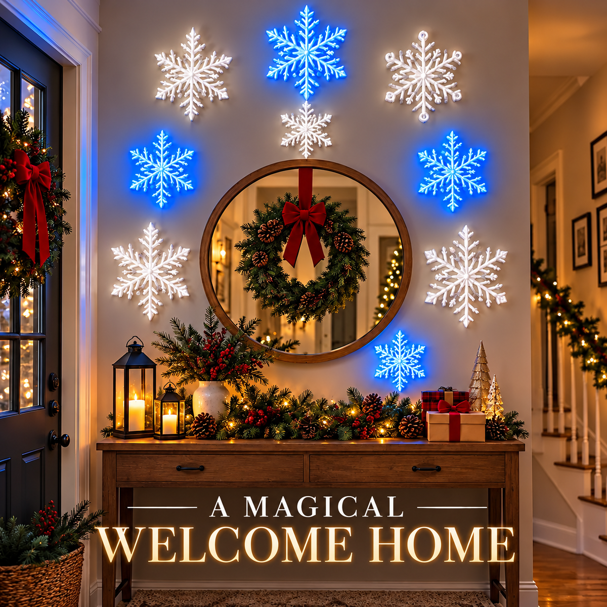 ❄️ Snowflake Christmas Decor Set, Blue & White Holiday Ornaments