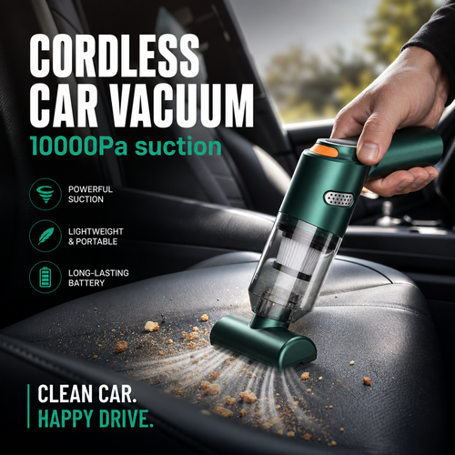 🧹 Cordless Car Vacuum – 10000Pa Suction & 4000mAh Battery 🚗