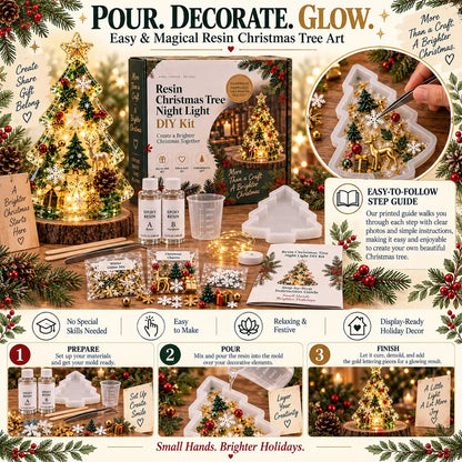 🎄Beginner-Friendly Resin Christmas Tree Night Light DIY Kit✨