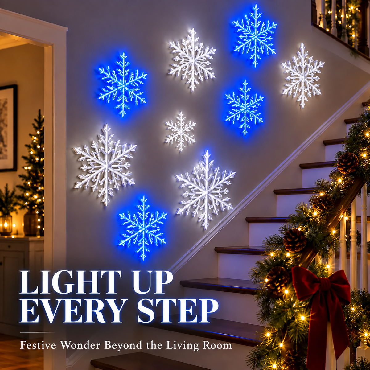 ❄️ Snowflake Christmas Decor Set, Blue & White Holiday Ornaments
