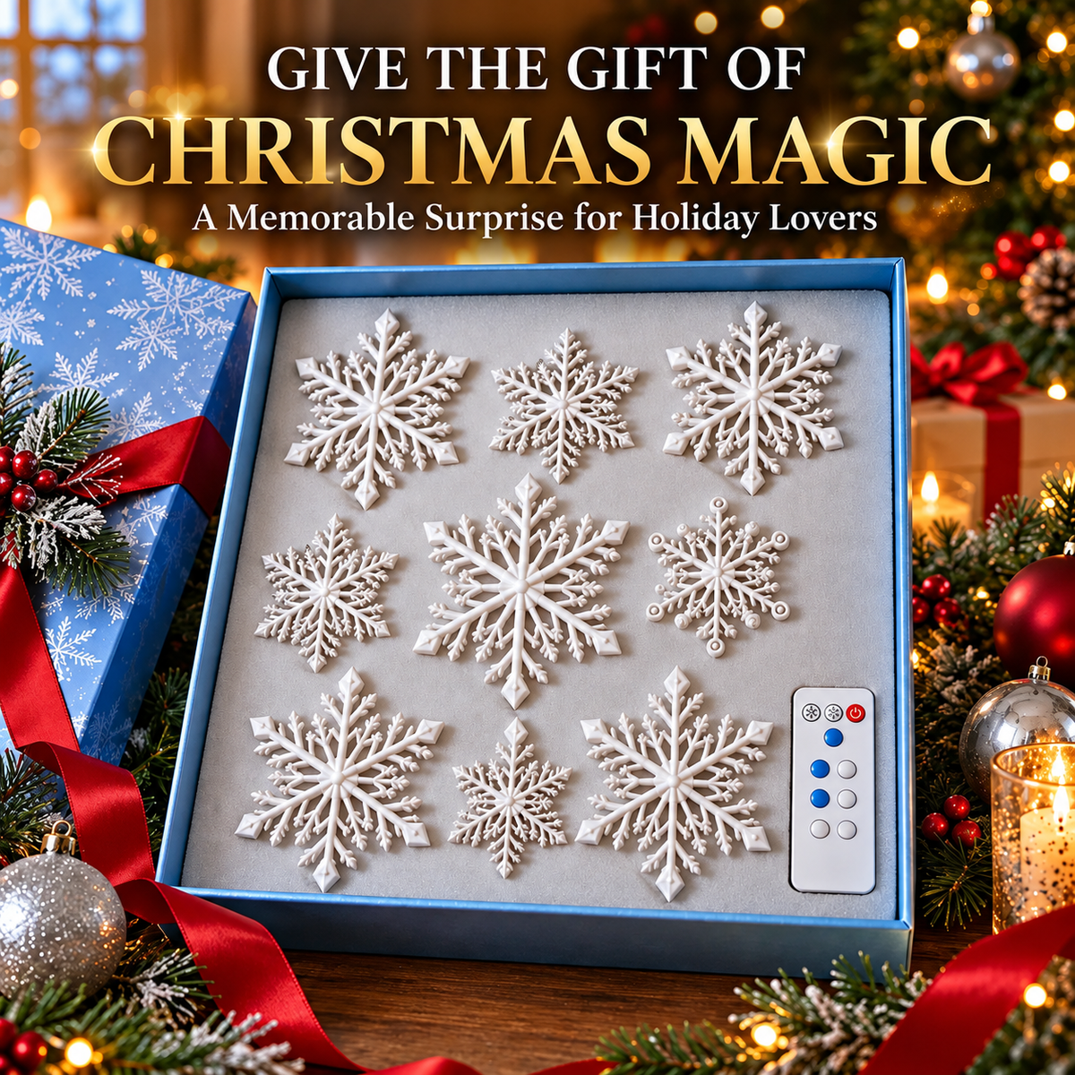 ❄️ Snowflake Christmas Decor Set, Blue & White Holiday Ornaments