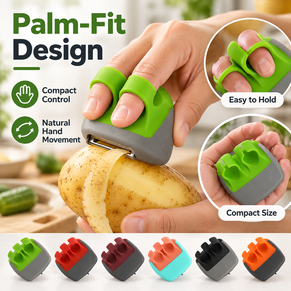 🥔 Soft Grip Palm Vegetable Peeler Set, Handheld Fruit and Veggie Peeler