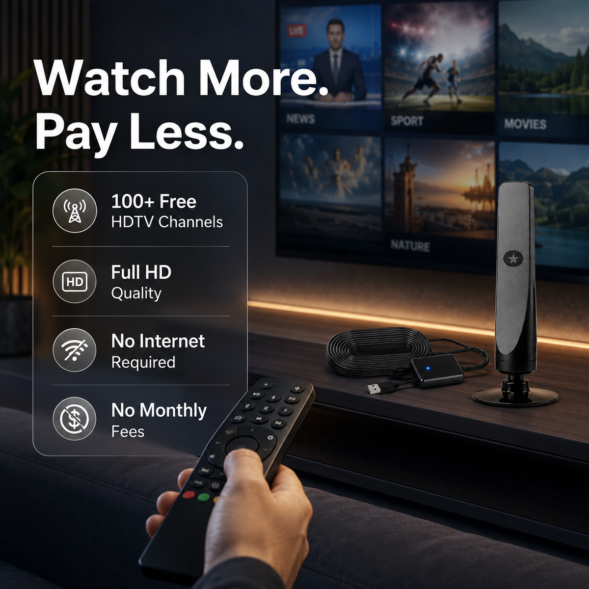 HD TV Antenna – No Subscription, Easy Set-up