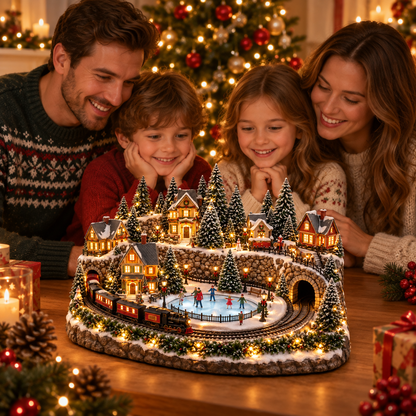 🔥Animated Holiday Train & Ice Rink Scene ✨