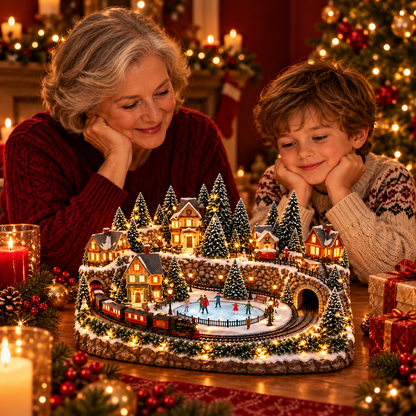 🔥Animated Holiday Train & Ice Rink Scene ✨