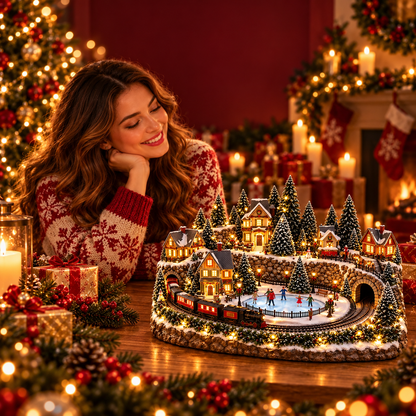 🔥Animated Holiday Train & Ice Rink Scene ✨