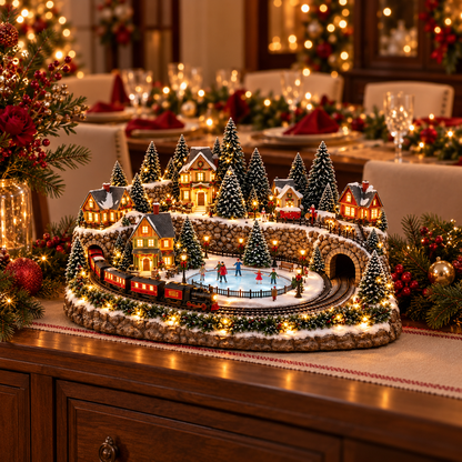 🔥Animated Holiday Train & Ice Rink Scene ✨