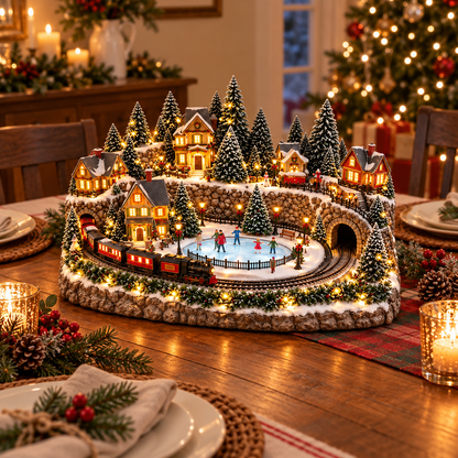🔥Animated Holiday Train & Ice Rink Scene ✨