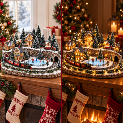 🔥Animated Holiday Train & Ice Rink Scene ✨