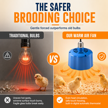 🐥  🌡️ Intelligent Temperature Control Brooder Heater – Even Warm Air, Easy Install, Safe Housing
