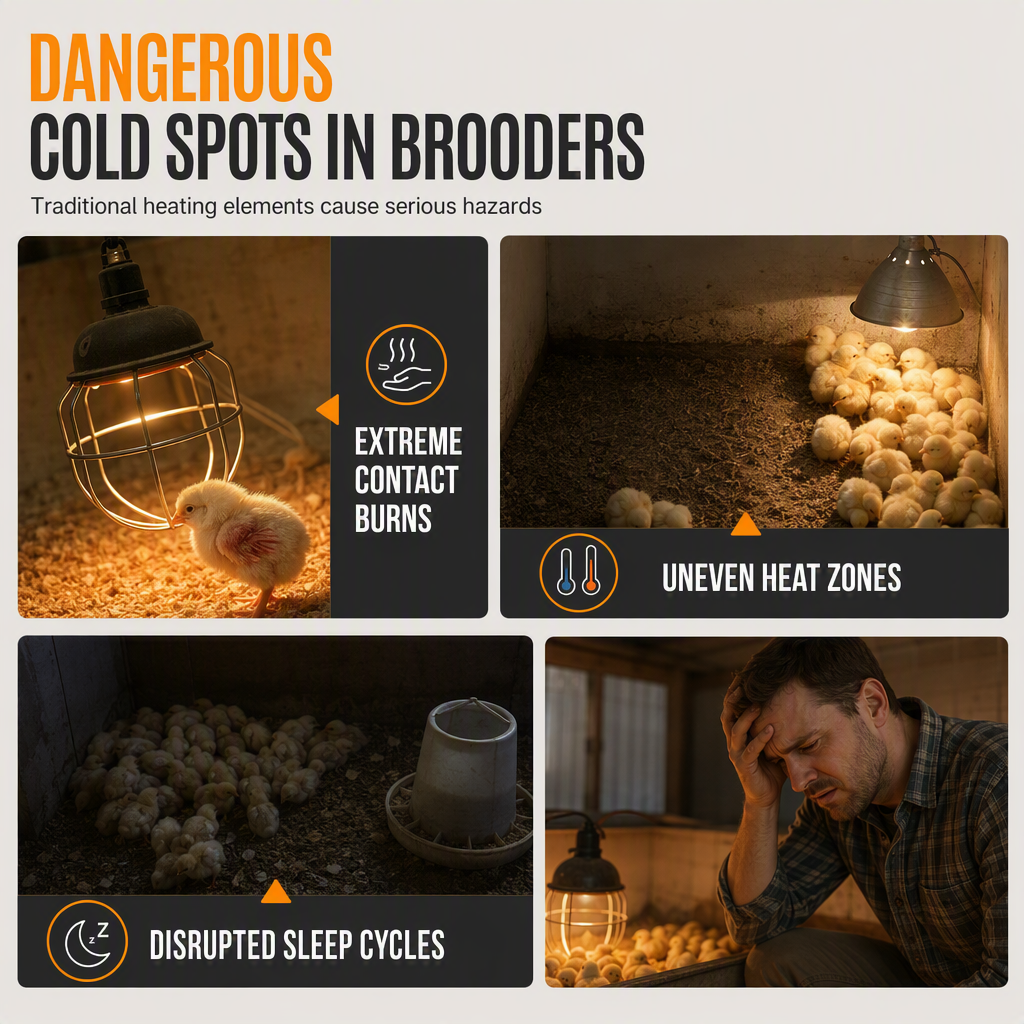 🐥  🌡️ Intelligent Temperature Control Brooder Heater – Even Warm Air, Easy Install, Safe Housing