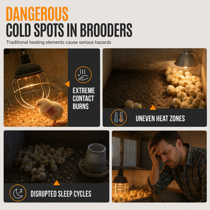 🐥  🌡️ Intelligent Temperature Control Brooder Heater – Even Warm Air, Easy Install, Safe Housing