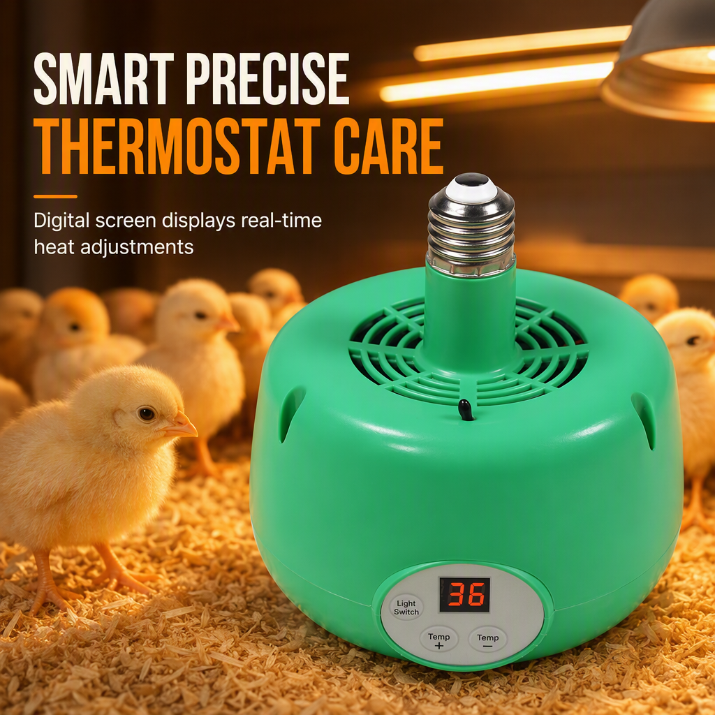 🐥  🌡️ Intelligent Temperature Control Brooder Heater – Even Warm Air, Easy Install, Safe Housing