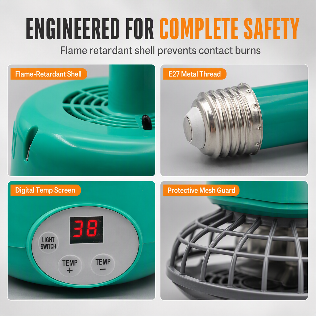 🐥  🌡️ Intelligent Temperature Control Brooder Heater – Even Warm Air, Easy Install, Safe Housing