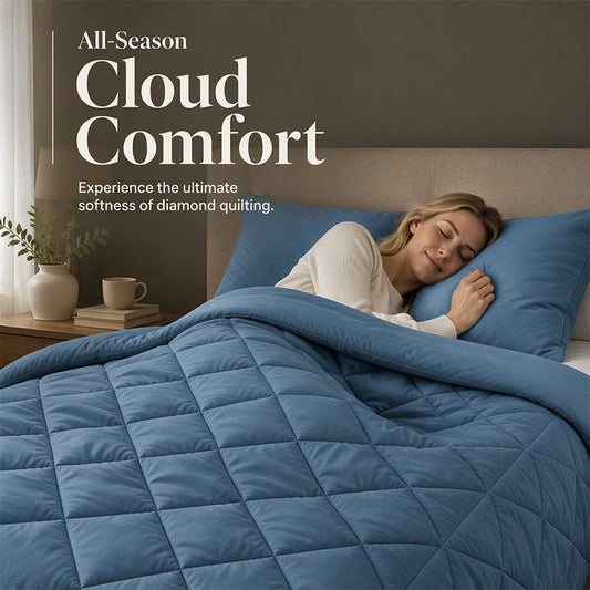 🛏️ ☁️ Brushed Microfiber Comforter Set – All-season, Moisture-wicking, Diamond Quilting