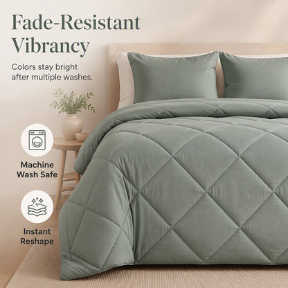 🛏️ ☁️ Brushed Microfiber Comforter Set – All-season, Moisture-wicking, Diamond Quilting