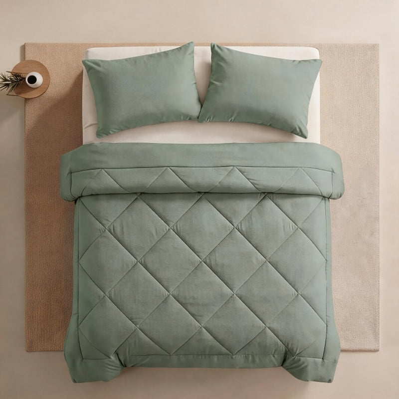 🛏️ ☁️ Brushed Microfiber Comforter Set – All-season, Moisture-wicking, Diamond Quilting