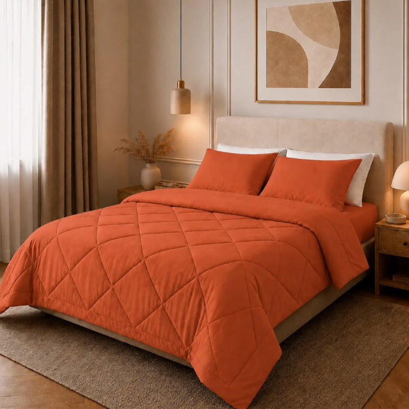 🛏️ ☁️ Brushed Microfiber Comforter Set – All-season, Moisture-wicking, Diamond Quilting