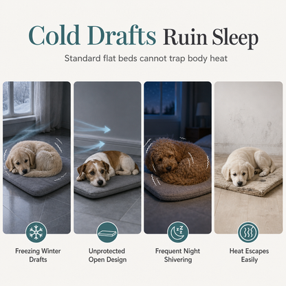 🐱🛏️Semi-Enclosed Hooded Pet Sleeping Bag Cave Bed | Draft-Blocking, Cozy Indoor Winter Rest Spot