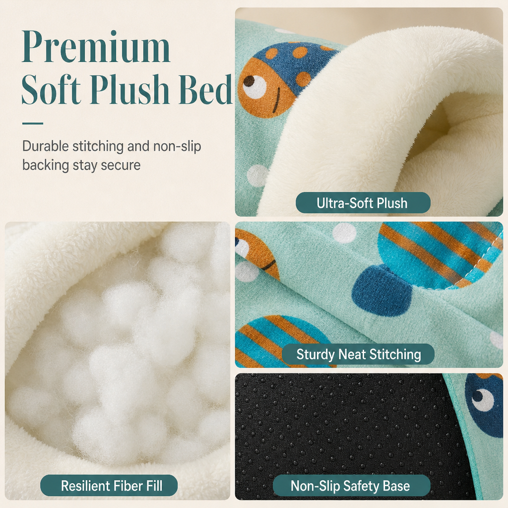 🐱🛏️Semi-Enclosed Hooded Pet Sleeping Bag Cave Bed | Draft-Blocking, Cozy Indoor Winter Rest Spot