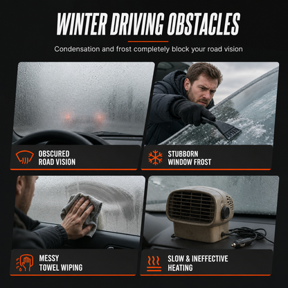 Portable 12V Car and Windshield Defroster Defogger Fan for Vehicles