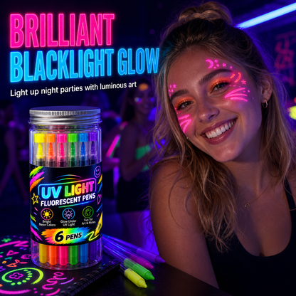 🎨6-Piece UV Neon Highlighter Markers