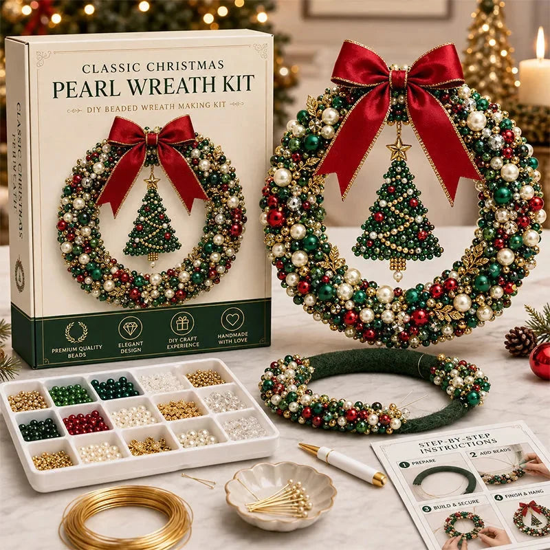 DIY Christmas Pearl Beaded Wreath Kit 🌟
