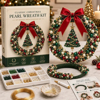 DIY Christmas Pearl Beaded Wreath Kit 🌟